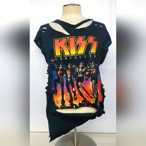 KISS Rock Band Tee Upcycle Retro Band Merch Extreme Shred